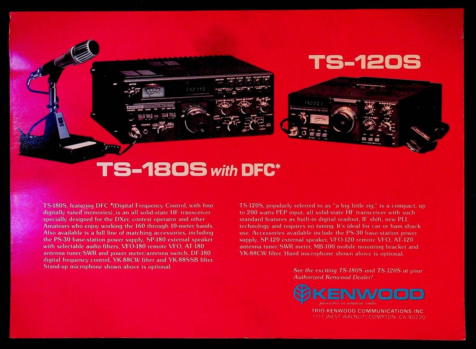 1979 Kenwood TS-180S DFC TS-120S photo transceiver ham radio vintage print ad
