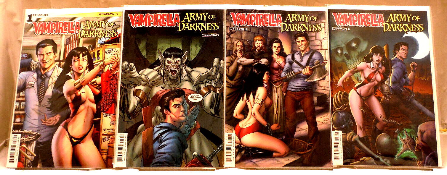 Vampirella Army of Darkness Comic Lot #1+#2+#3+#4 Variant Cover Set VF+/NM 2015