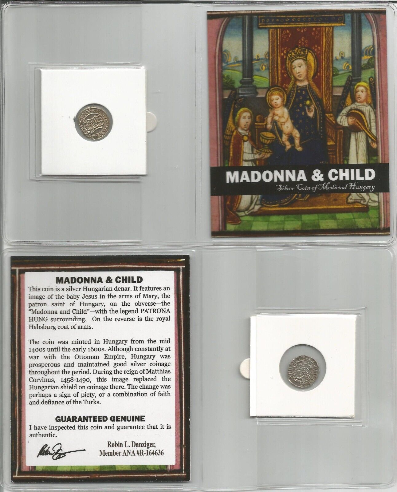 Madonna & Child Medieval Silver Coin Hungary Denar Image of Baby Jesus & Mary