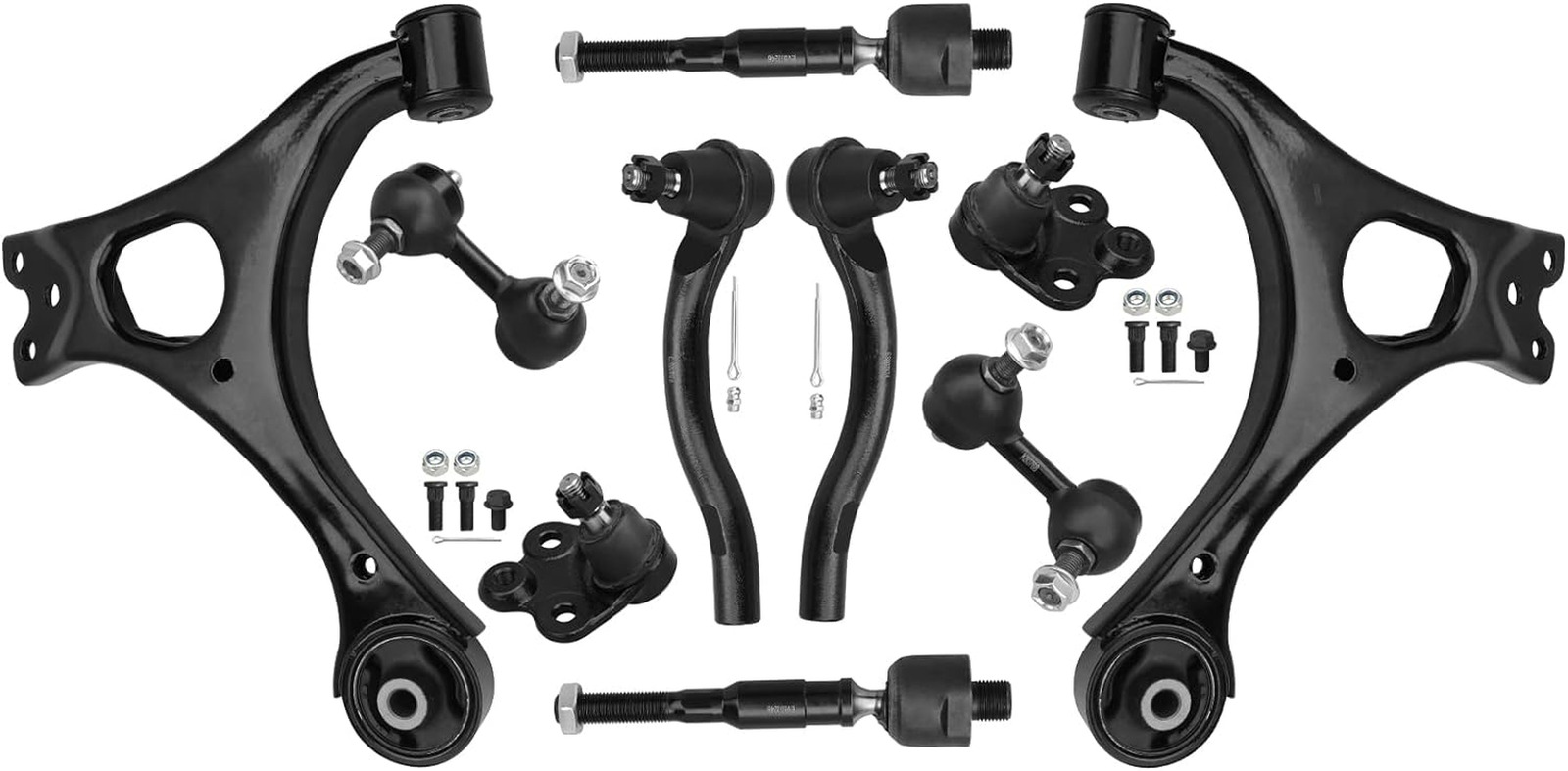 10Pc Front Suspension Kit - Lower Control Arms + Lower Ball Joints + Sway Bar E