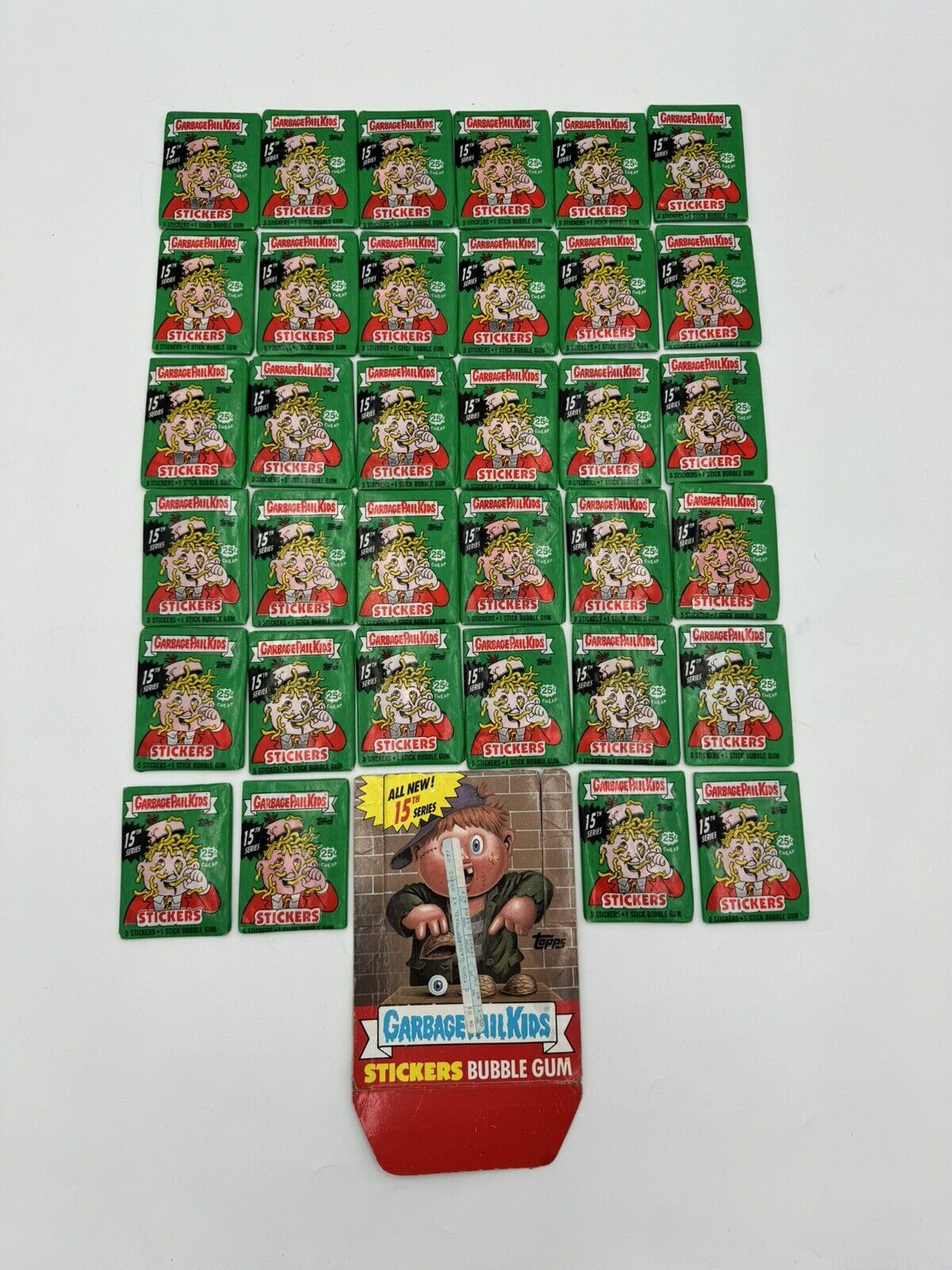 1988 Topps Garbage Pail Kids GPK 15th Series Lot of 34 Sealed Wax Packs + Extra