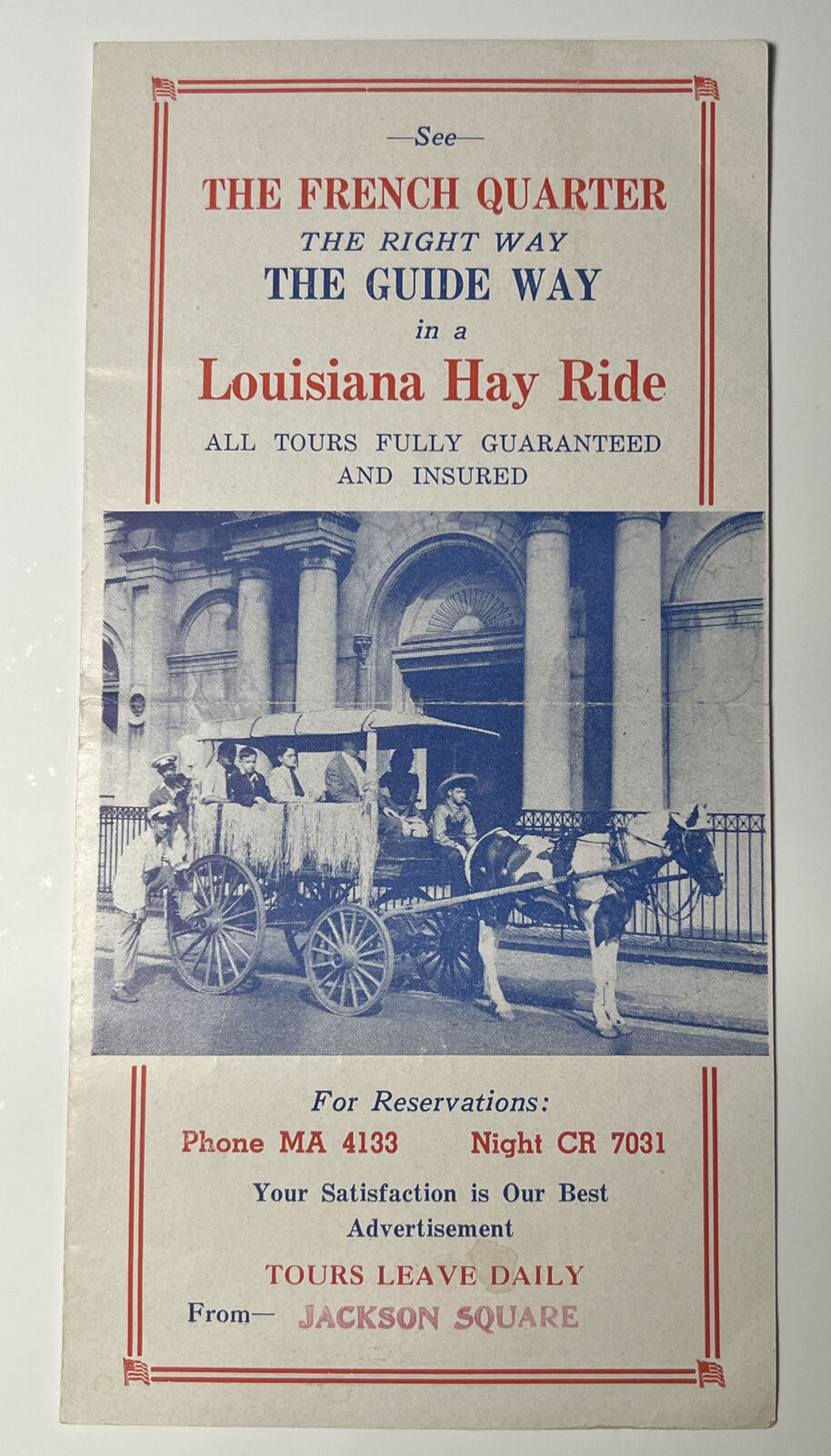 1950s NEW ORLEANS French Quarter LOUISIANA Hay Ride Travel Brochure