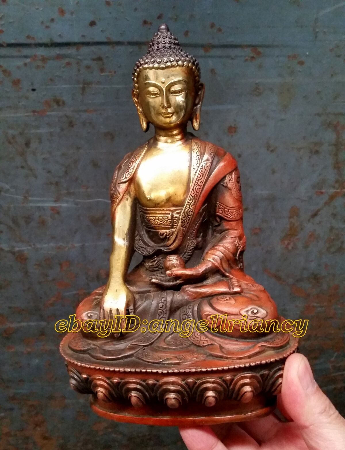 Wonderful Tibetan antique Dragon Golden Bronze Sakyamuni Buddha Statue 21cm