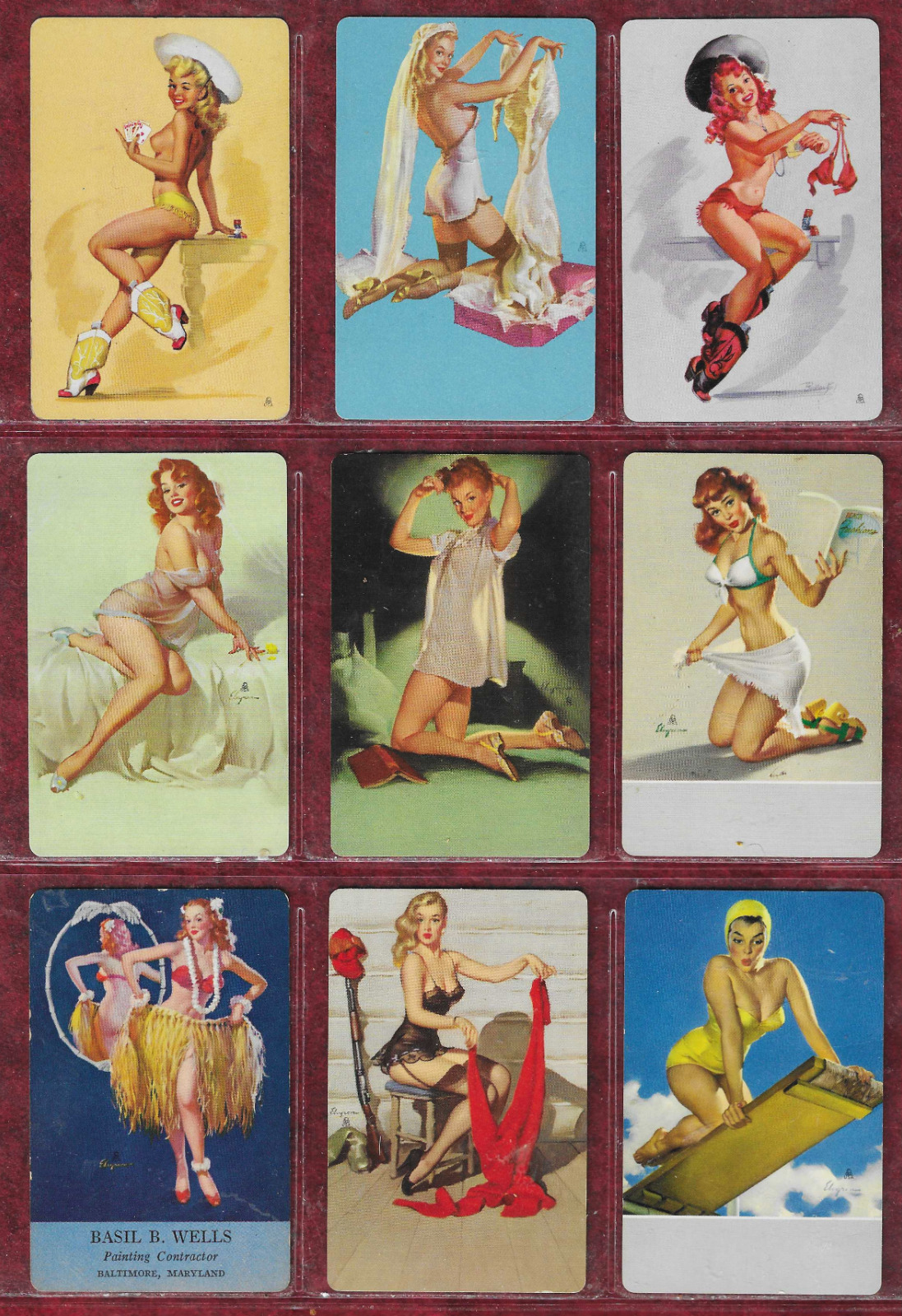 9 Vintage Pinup Playing Cards Gil Elvgren (7) Joyce Ballantyne (2)  1940s-1960s