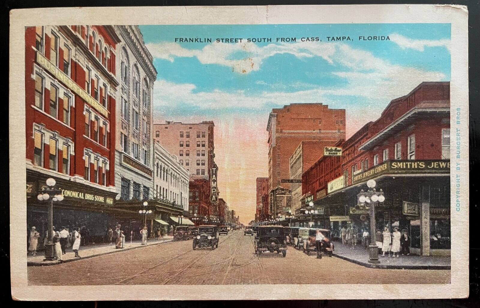 Vintage Postcard 1915-1930 Franklin Street, South from Cass, Tampa, Florida (FL)