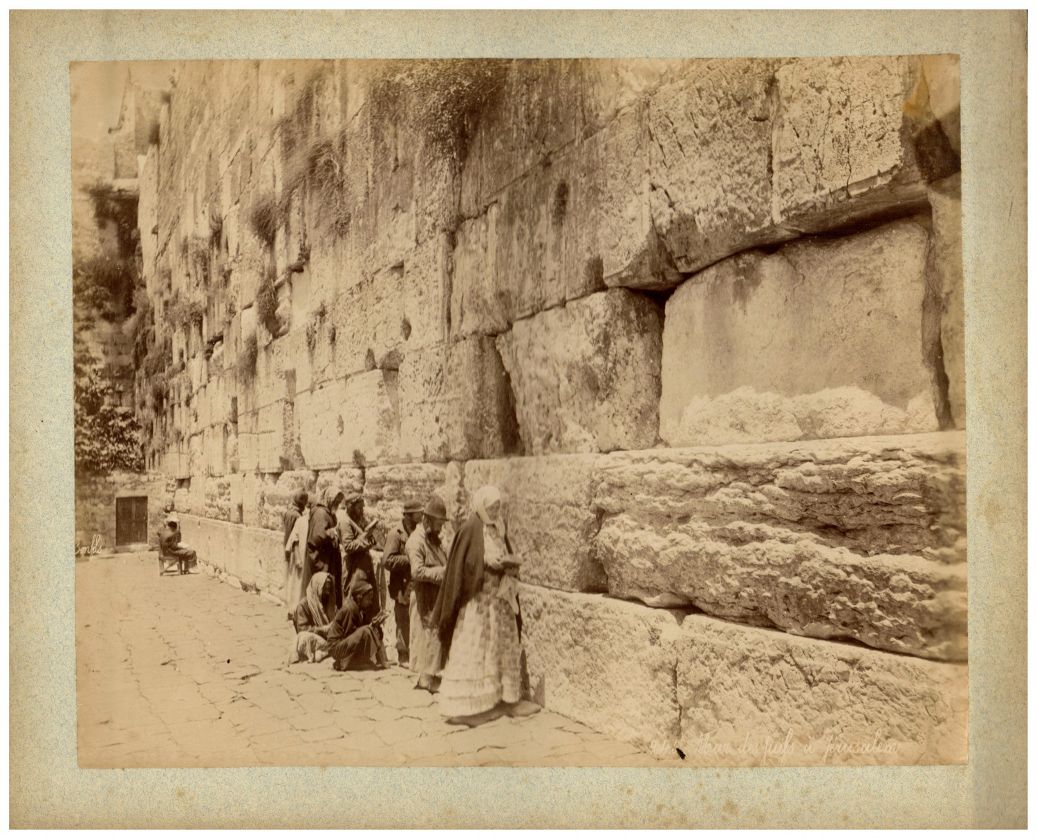 Jerusalem, The Western Wall, Photo. Vintage Bonfils print, albumin print 