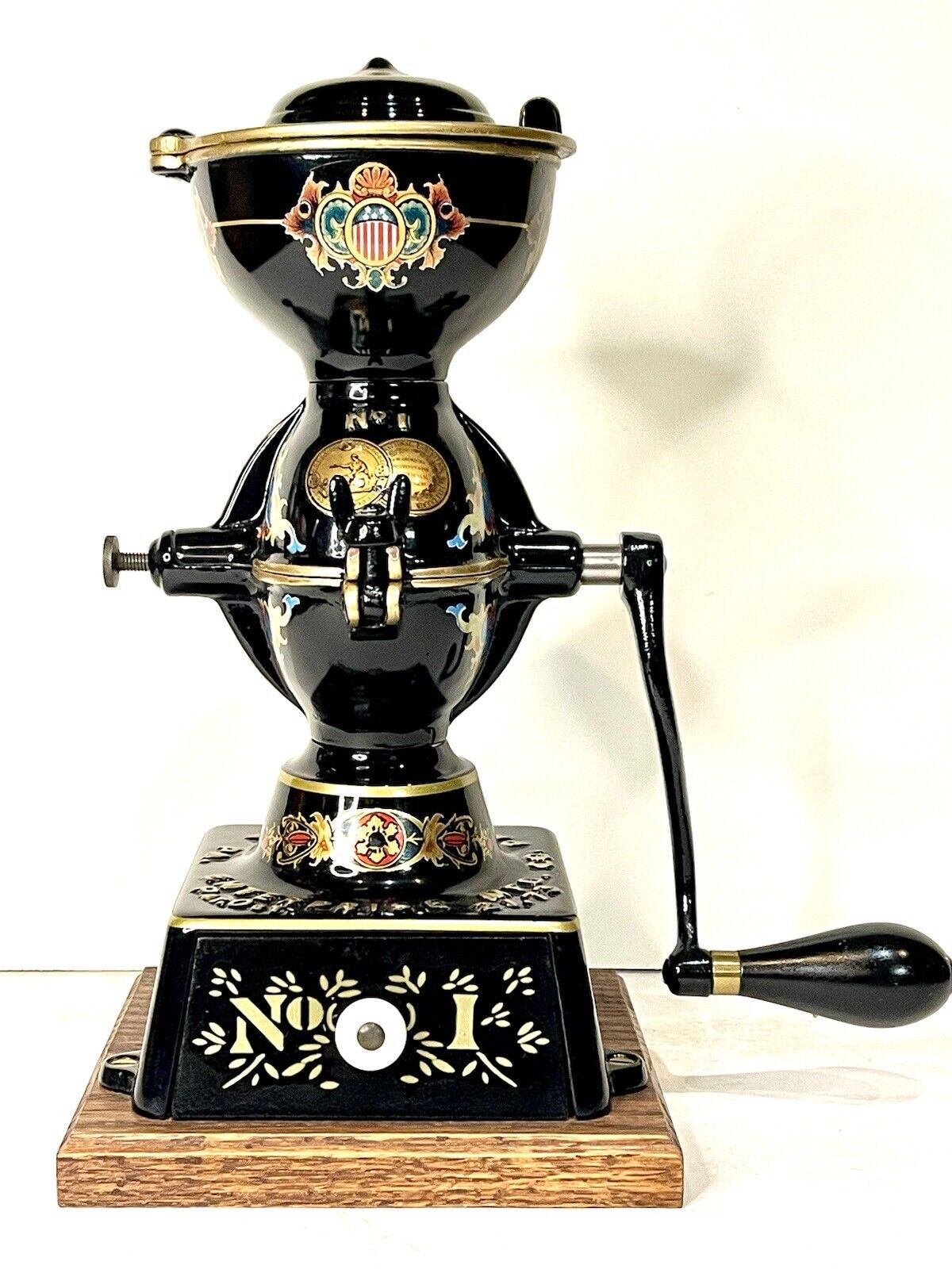 Antique PRO RESTORED ENTERPRISE EARLY BLACK APOTHECARY No. 1 COFFEE MILL GRINDER