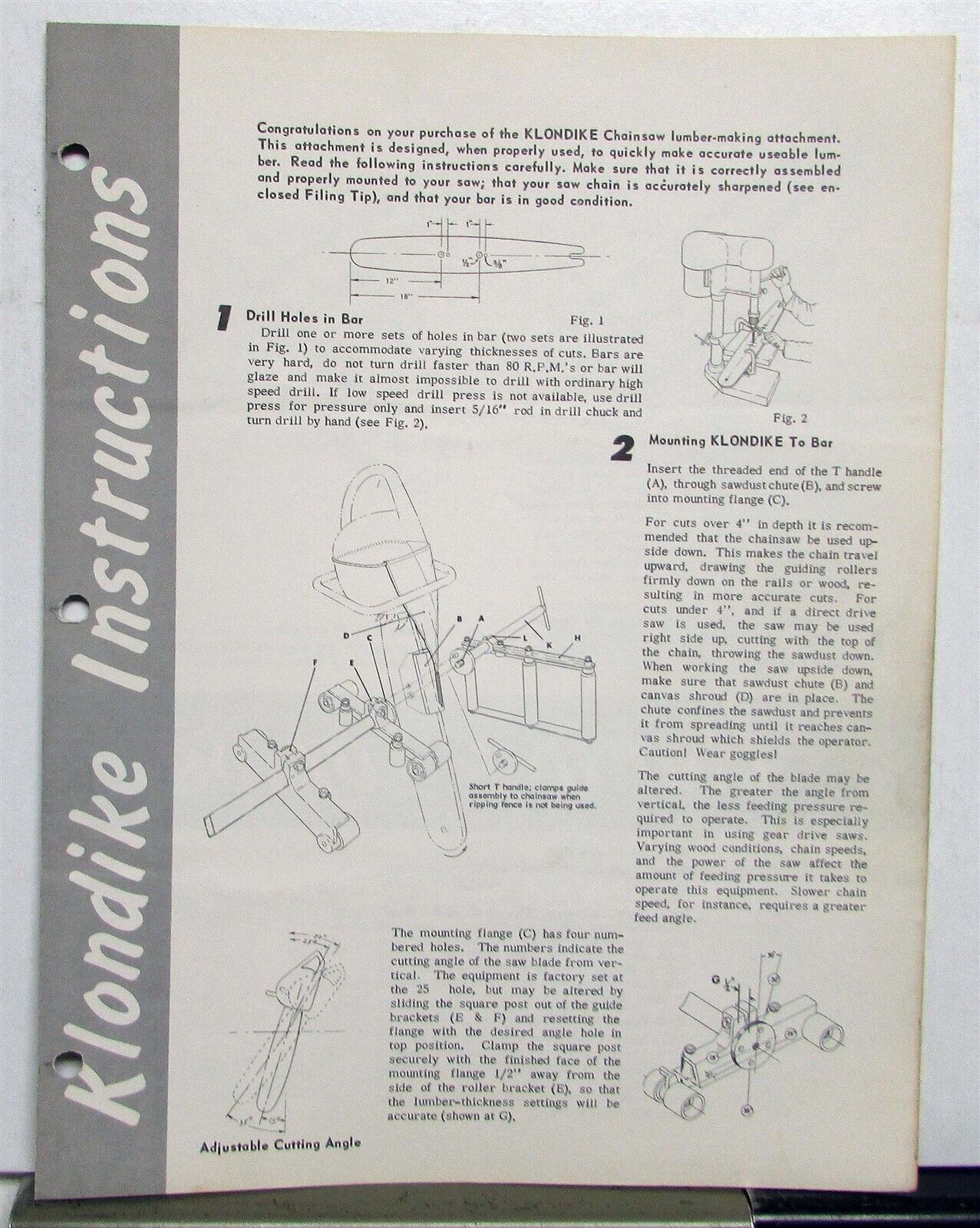 1960s Nygran Klondike Chainsaw Diagrams Features Sales Folder