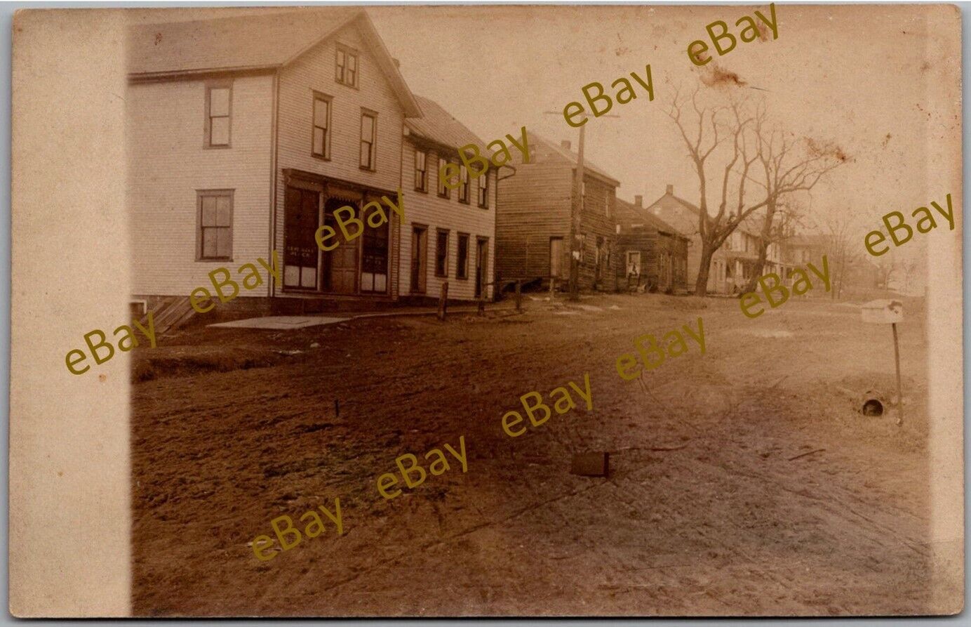 Postcard West Lebanon, Ohio? Village Street Scene RPPC Real Photo 1904-1920s Ew