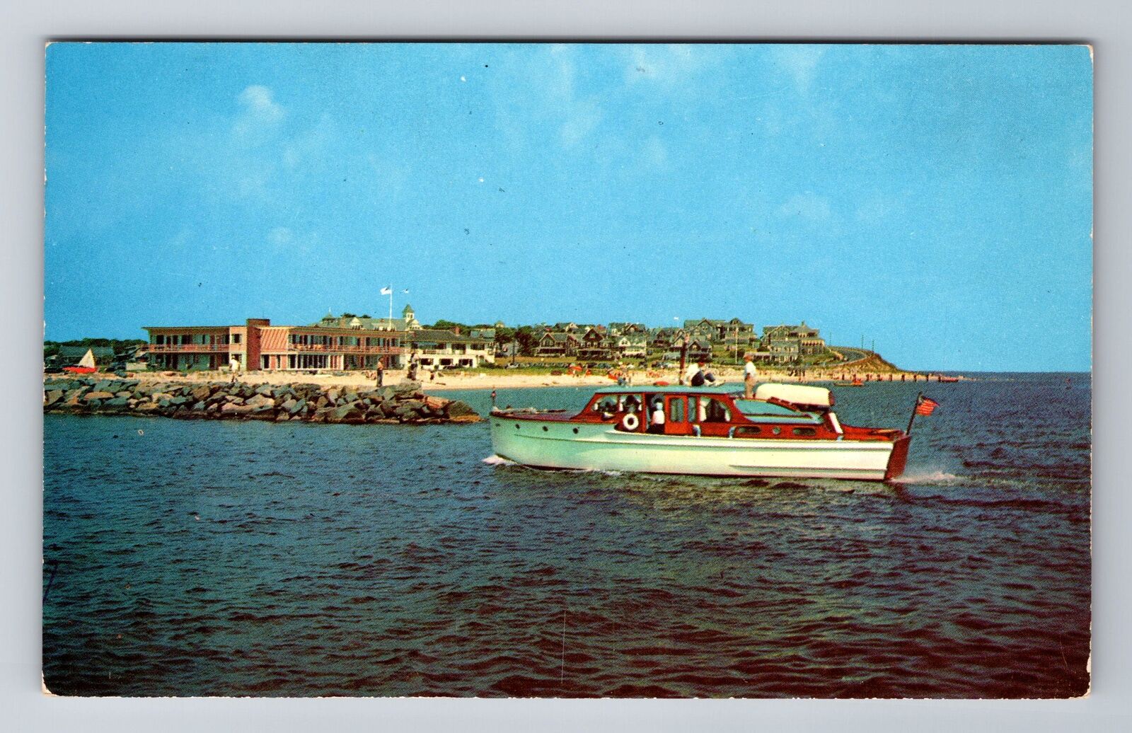 Falmouth Harbor MA-Massachusetts, Cape Cod, Pleasure Boat, Vintage Postcard