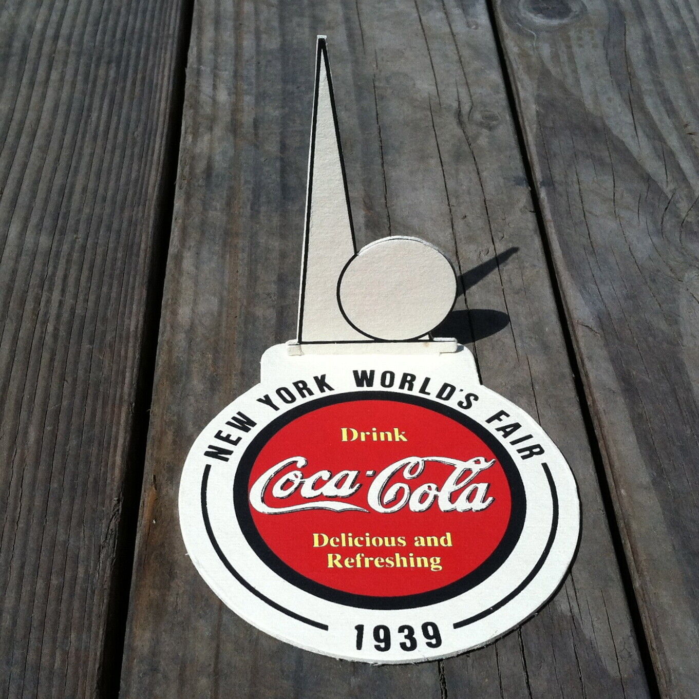 Vintage 1939 COCA-COLA NEW YORK WORLD'S FAIR Coke Drink Coaster Punch Out NOS