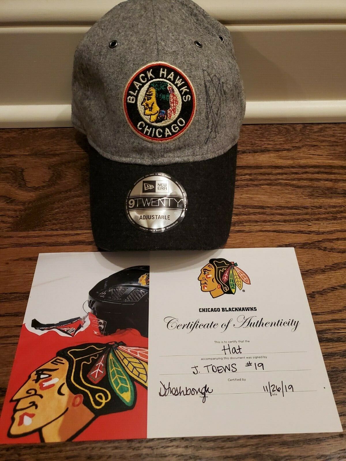 Jonathan Toews Signed Hat W/ Chicago Blackhawks COA Auto Signature