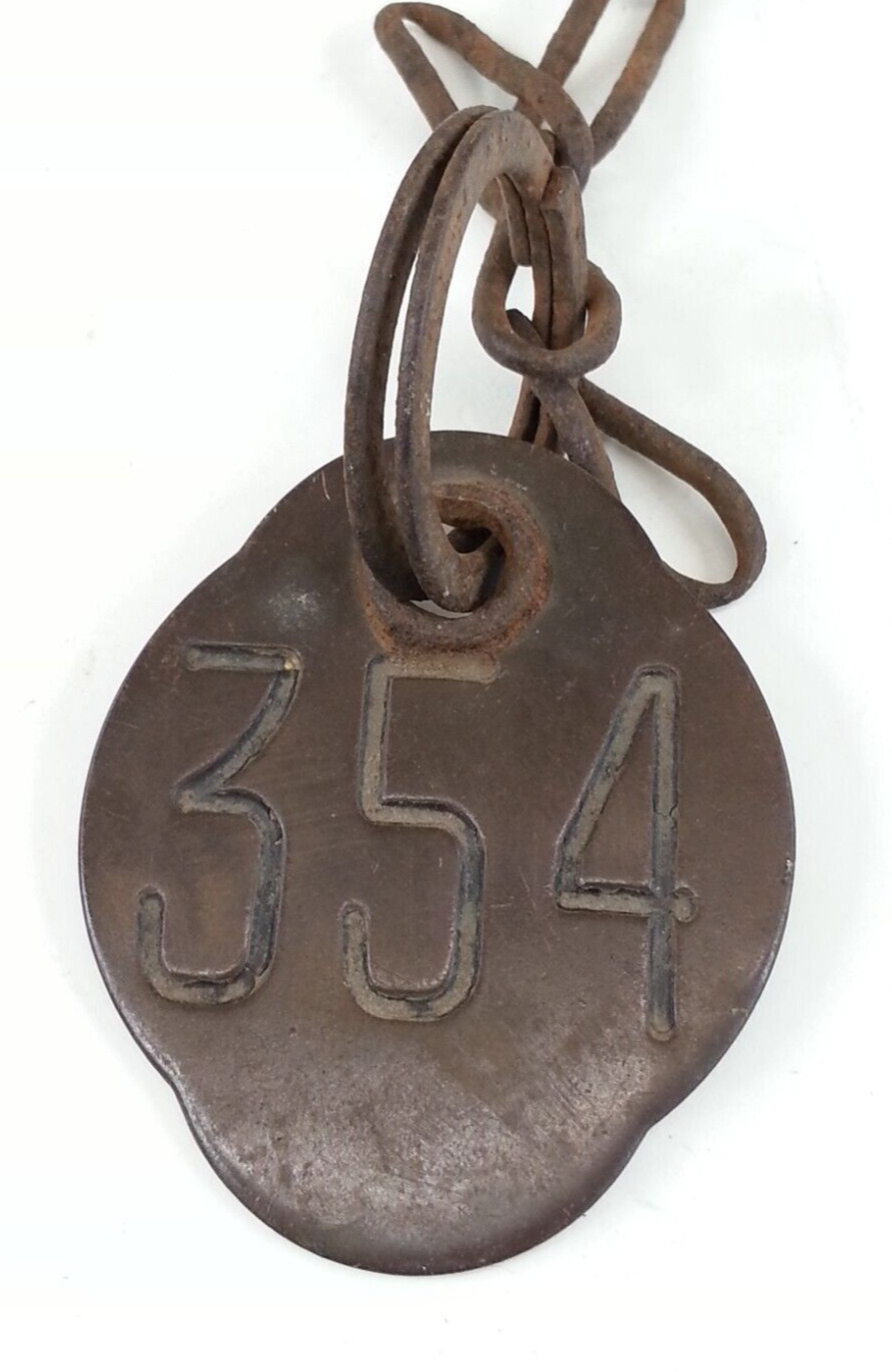 Antique NASCO Cattle Cow Tag Metal With Chain