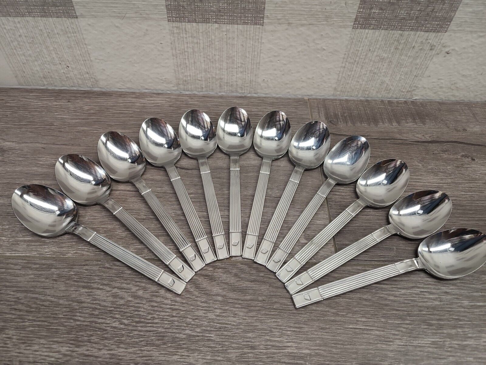 12 Vintage ABCO UNITED Airlines First Class Stainless Steel Dinner Spoons 6” ✅️