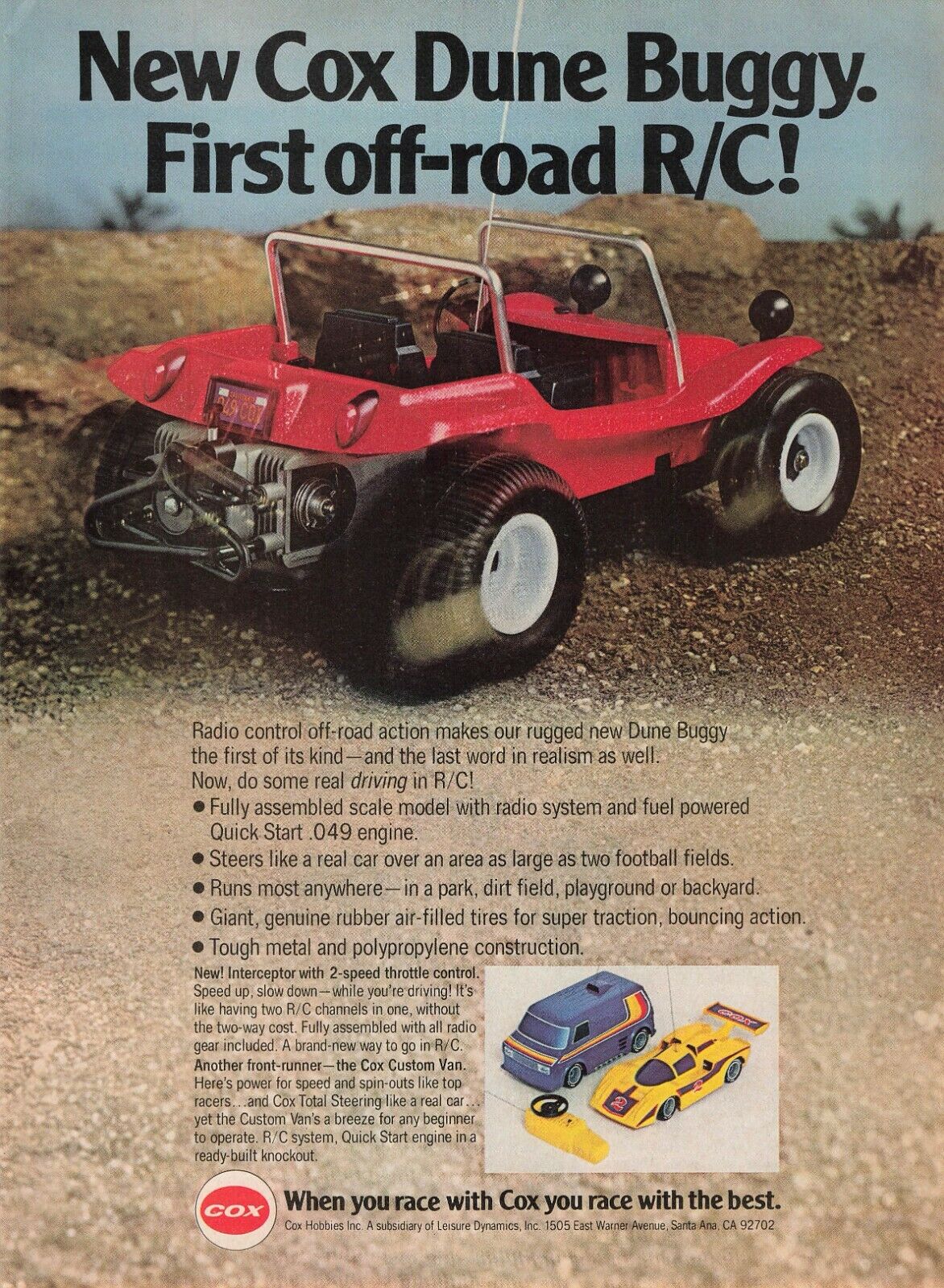 Ad For New Cox Dune Buggy First Off-Road R/C 70\'S Vtg Print 8X11 Wall Poster Art