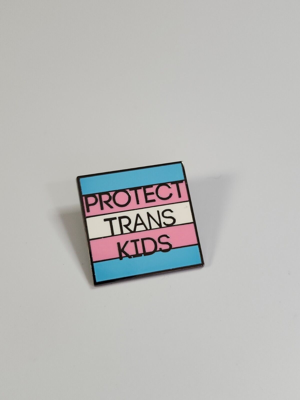 Protect Trans Kids Brooch Lapel Pin Blue & Pink Stripes