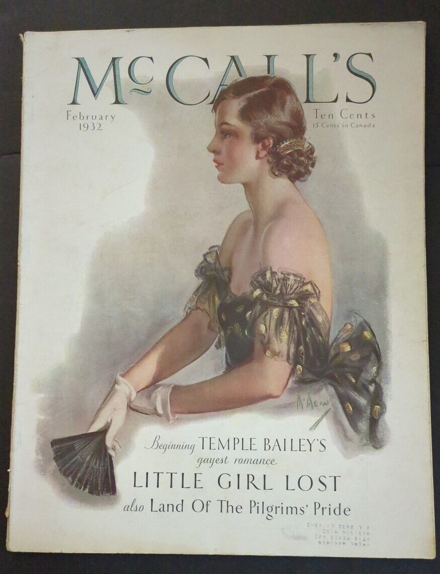 MCALL'S February 1932 Magazine NEYSHA McMEIN Pretty Girl Cover PATTERNS Art Deco