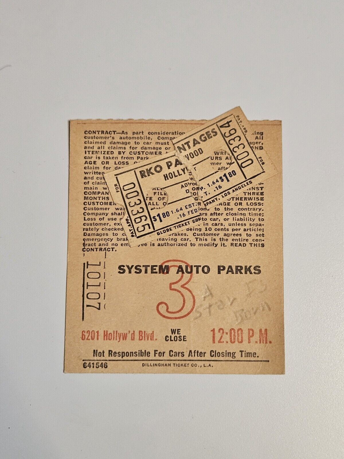 *Rare* 1954 'A Star Is Born' Ticket Stubs/Parking Stub - Hollywood RKO Pantages