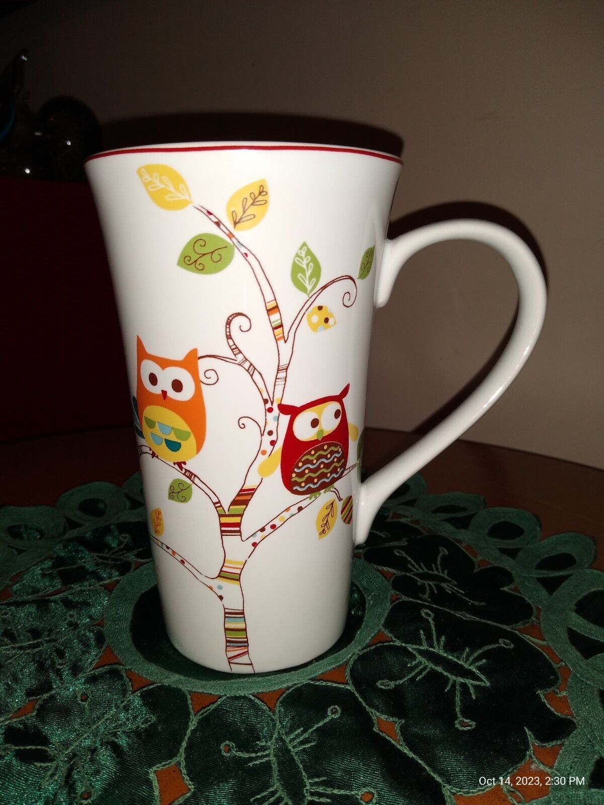 PTS International 222 Fifth  - Coffee Cup - Enchanted Woods w Owls - 20 Oz.