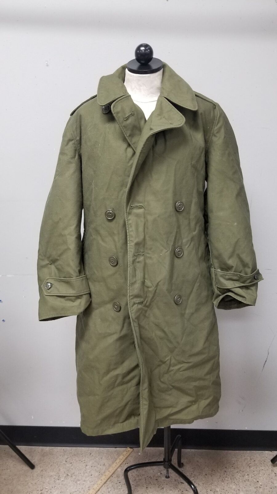 Vintage 50s Men’s Military OG 107 Overcoat Trench Coat Belted Size Small Short