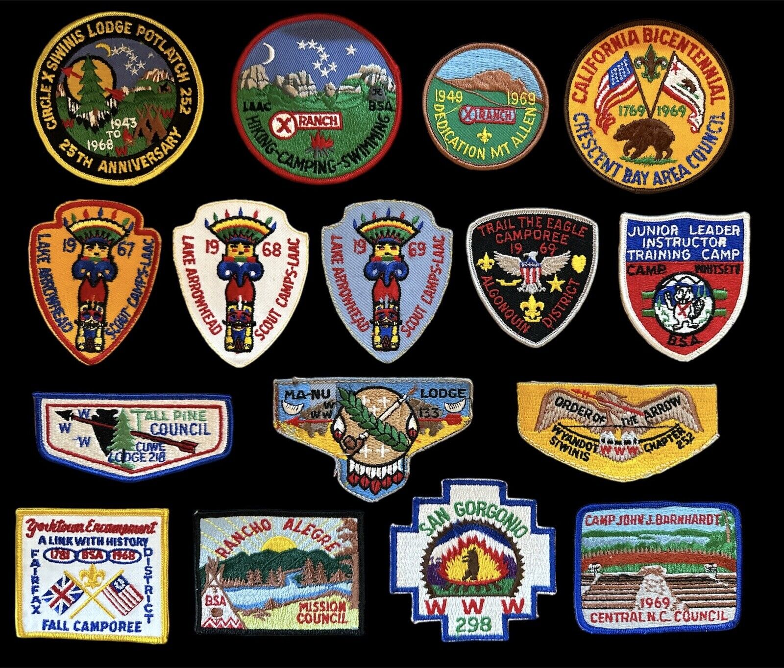 BOY SCOUT PATCH LOT ~ 16 Vintage 1960's Patches in Excellent Condition