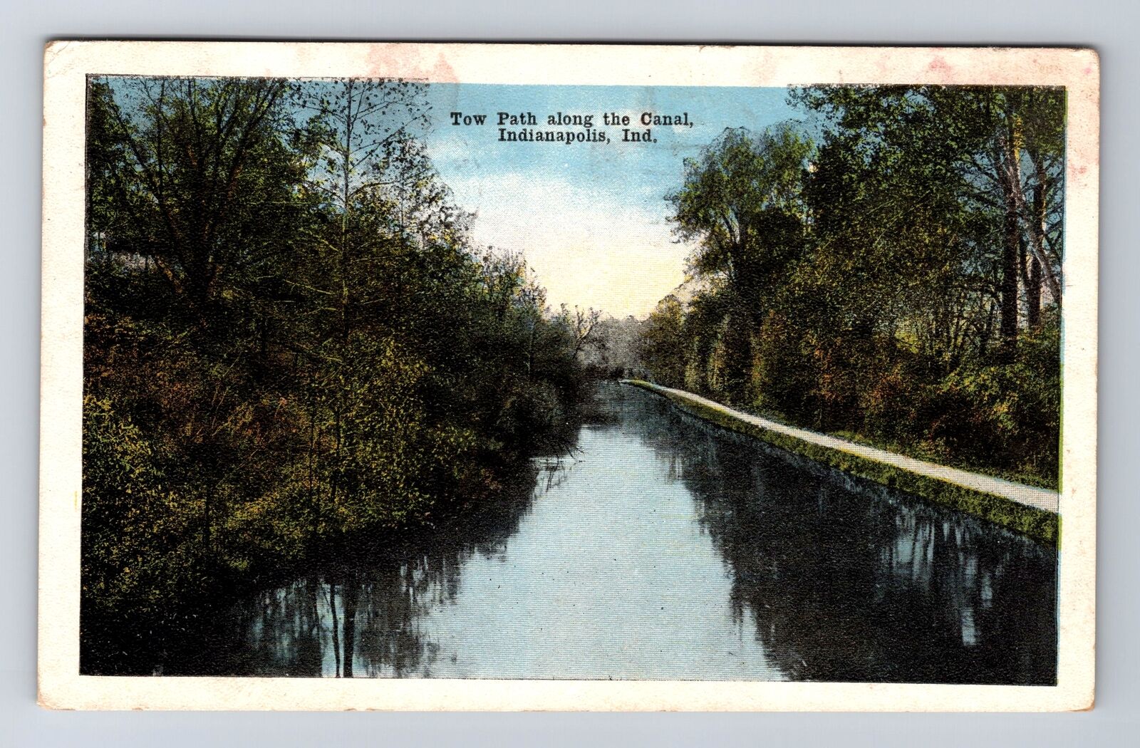 Indianapolis IN-Indiana, Tow Path Along The Canal, Vintage c1919 Postcard