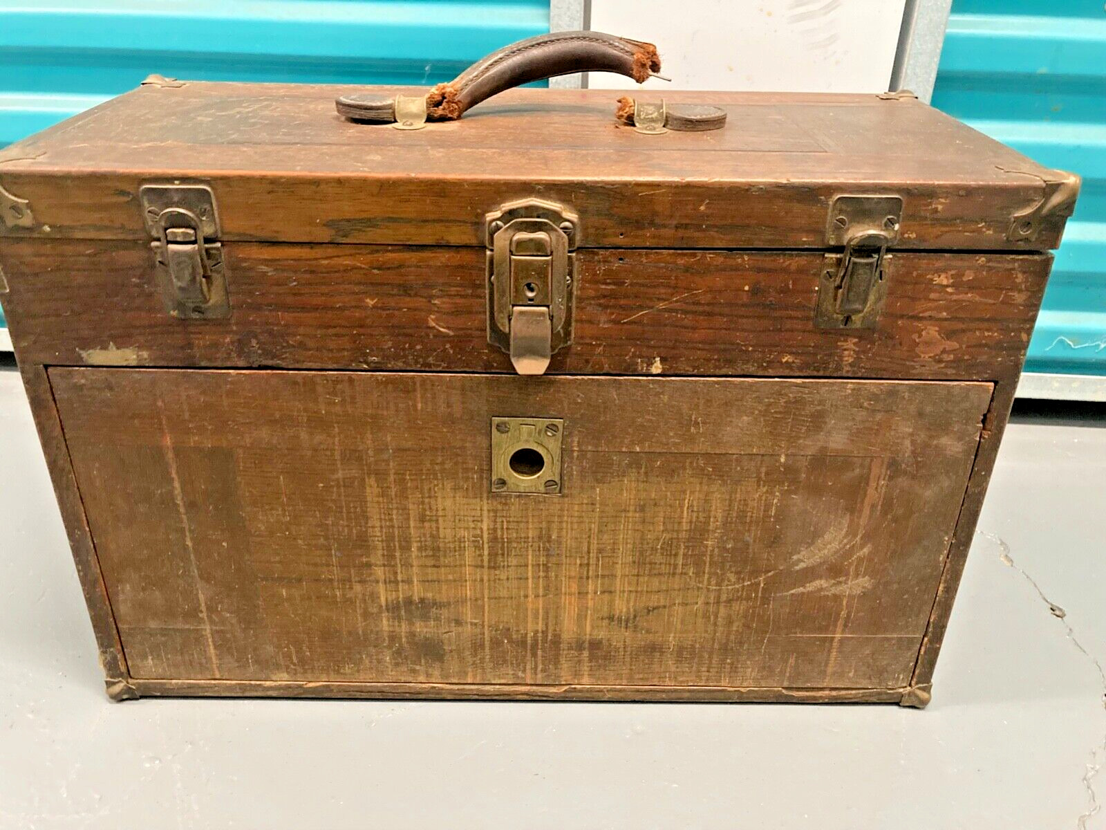 Antique 1920s Eagle Lock Co Terryville, Ct. USA Machinists Oak toolbox-6 Drawers