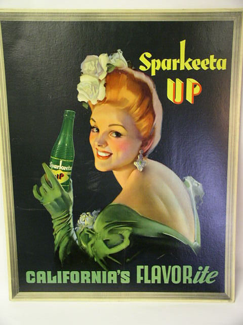 Original 1946 Large 24 x 30 Lithograph Advertising Poster Board “Sparkeeta Up”