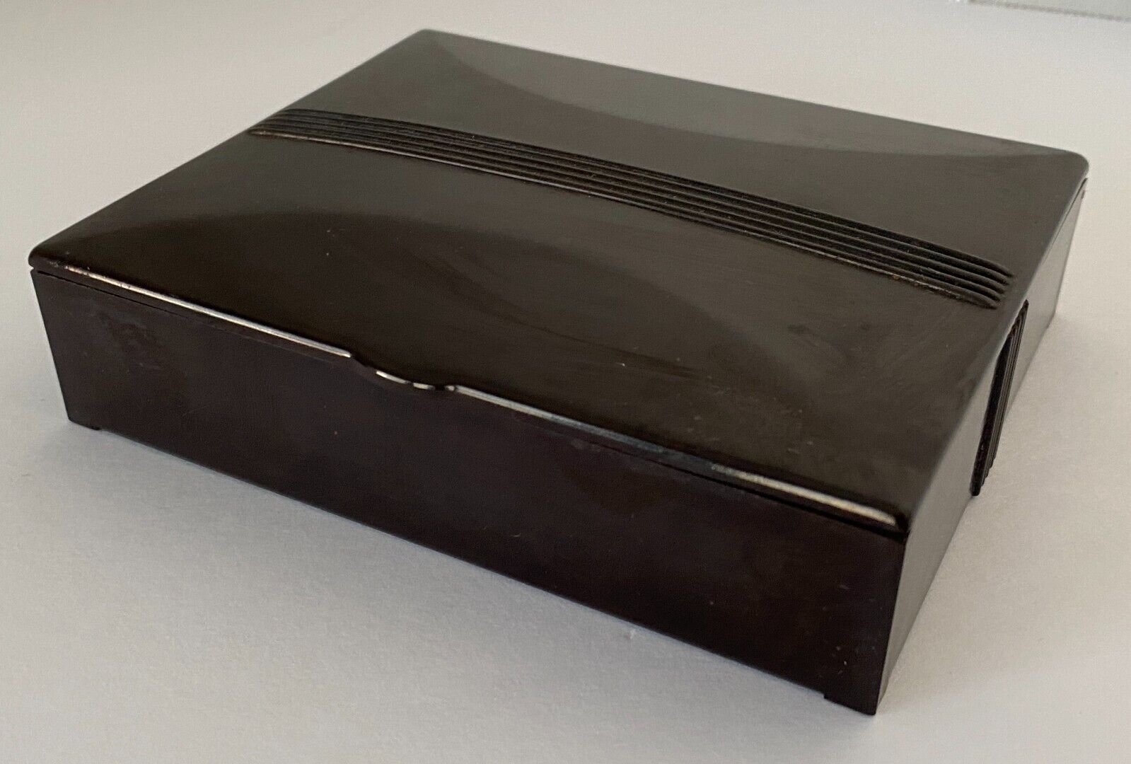 Vintage Art Deco Jewelry Box Small Trinket Dark Brown Bakelite