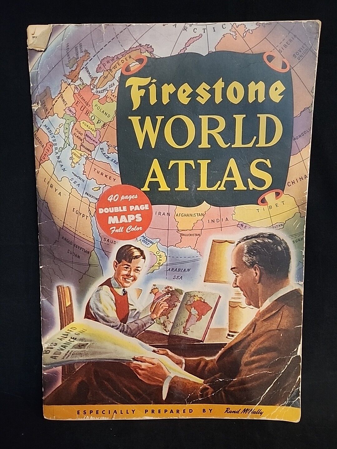 Vintage 1942 Firestone Rand McNally WORLD ATLAS 40 Maps ~ Full Color