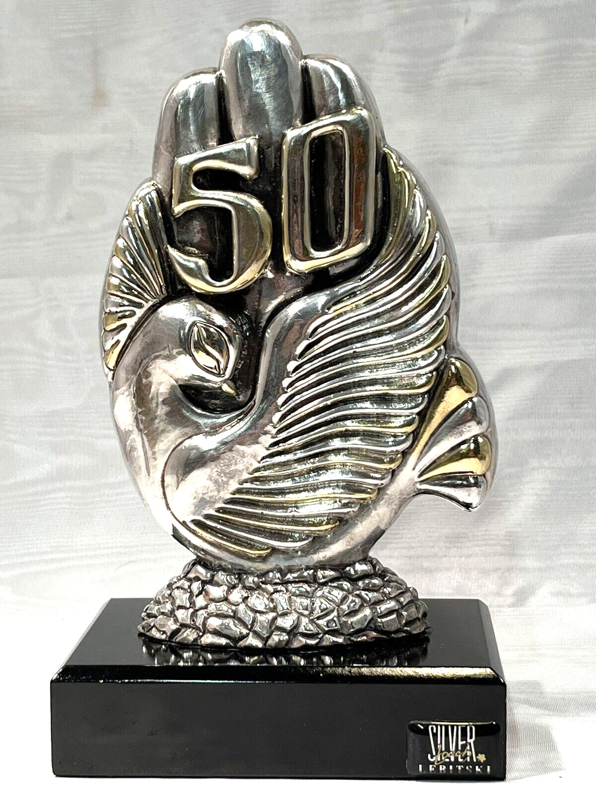 H. Karshi 925 Sterling Silver Judaica Hand on Pedestal #50