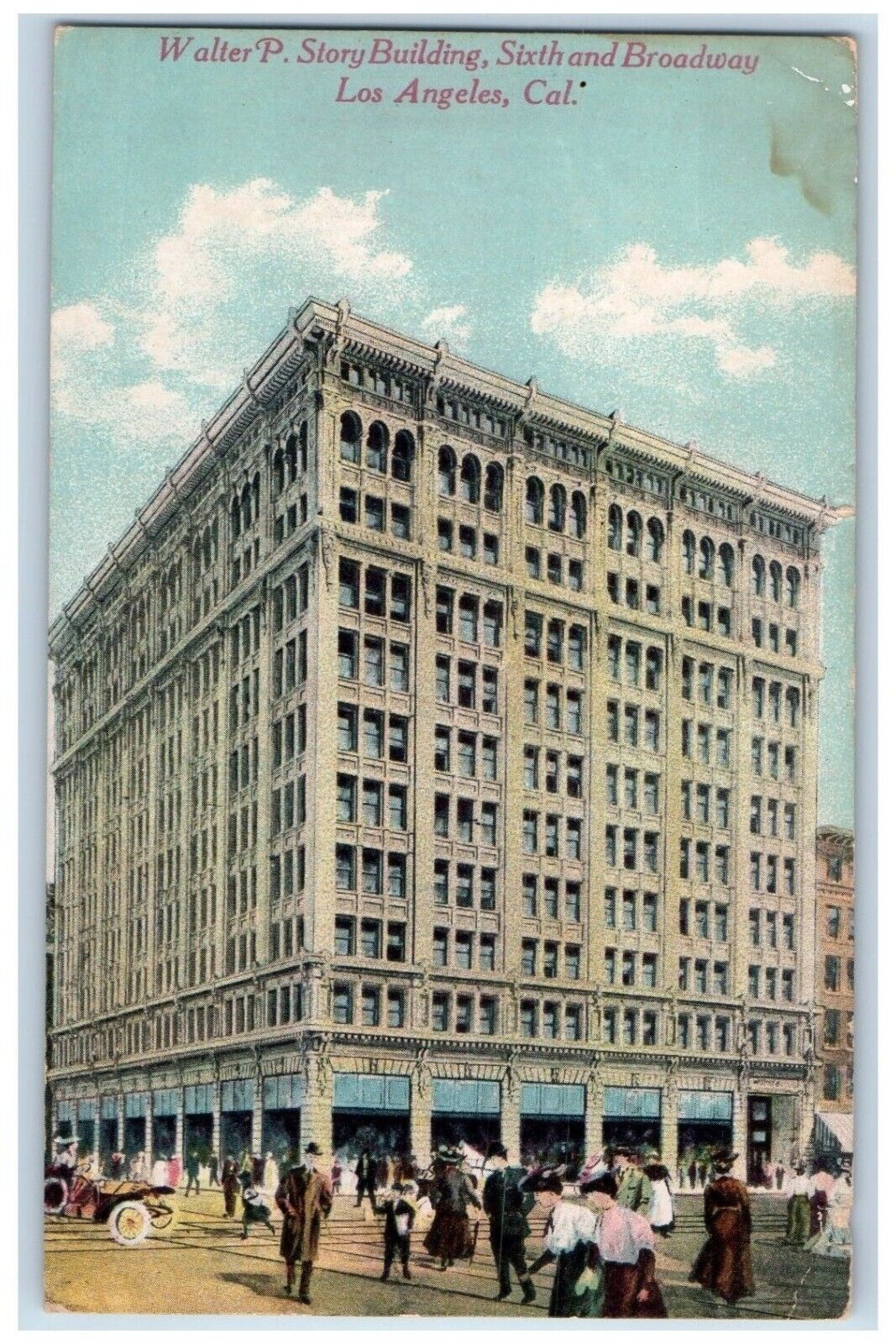 1911 Walter P Story Building Sixth Broadway Los Angeles California CA Postcard