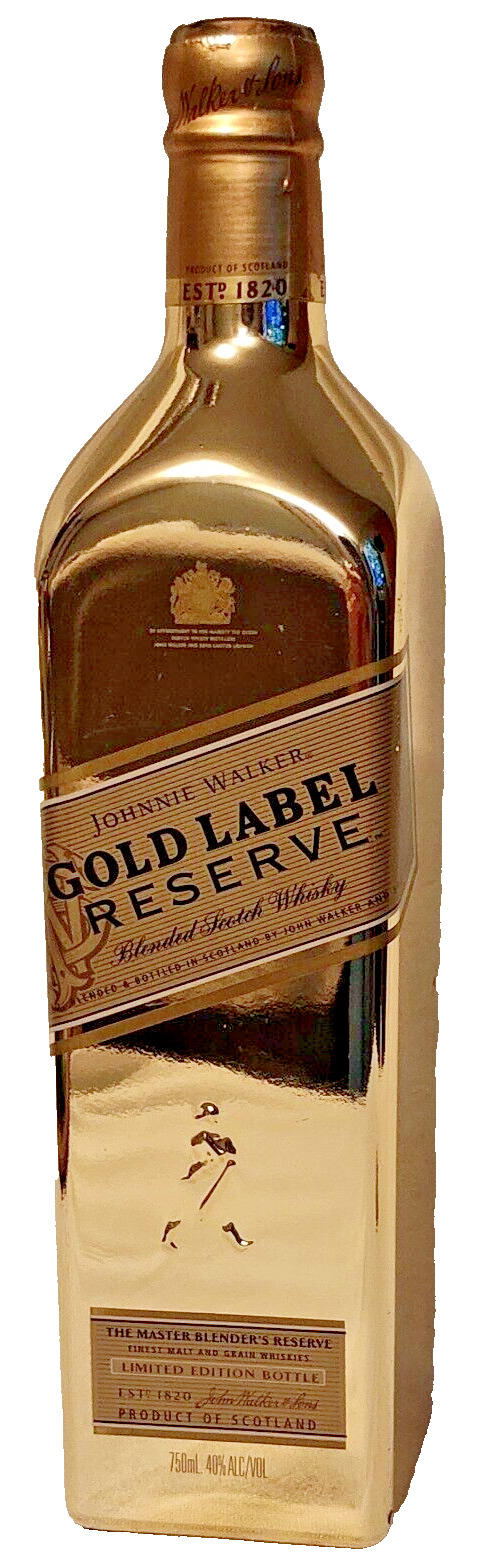Johnnie Walker Gold Label Reserve Limited Edition Gold Platted Bottle Empty