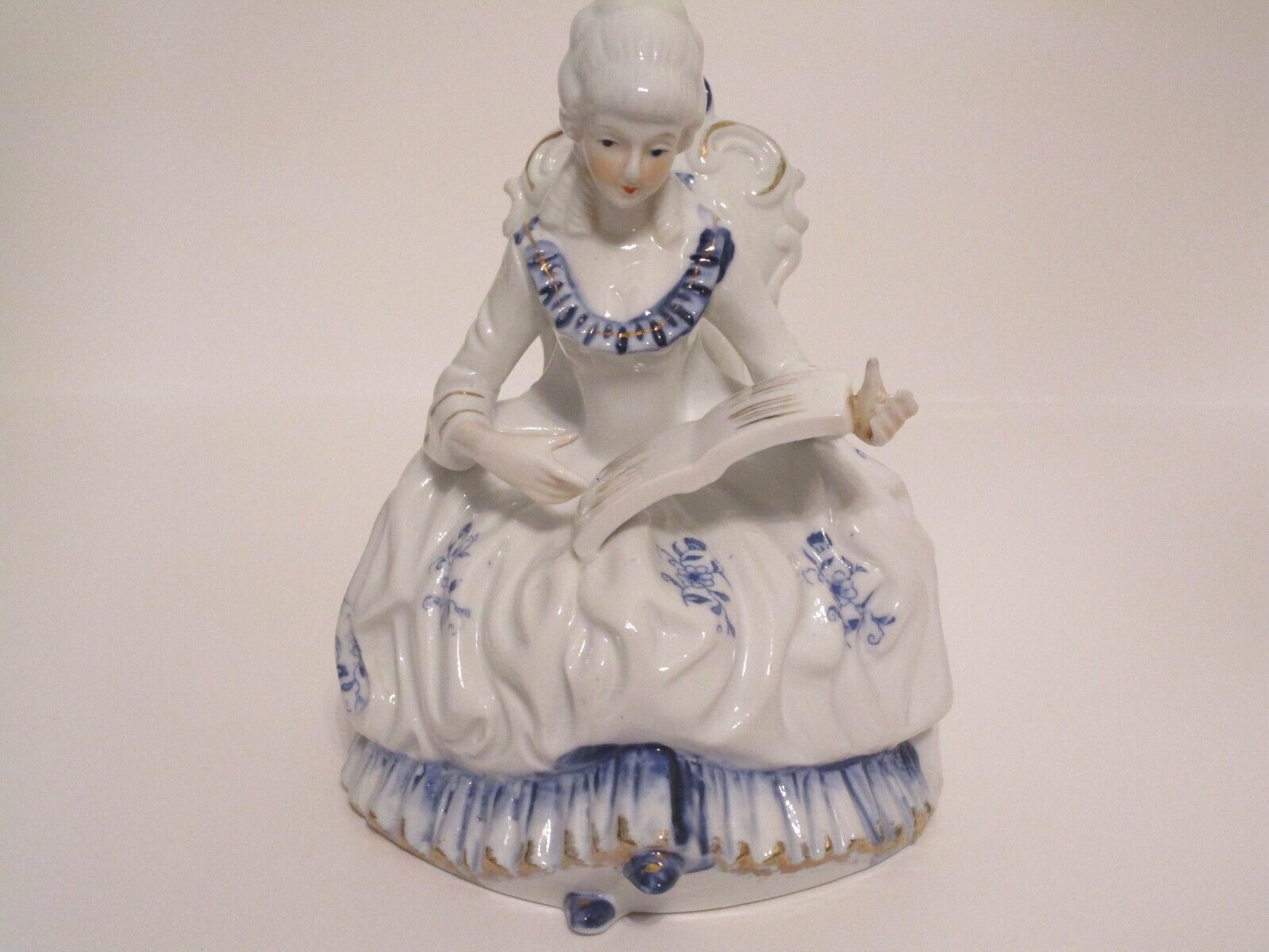 Vintage Porcelain Victorian Woman Sitting in Chair Reading Book 6 1/2\