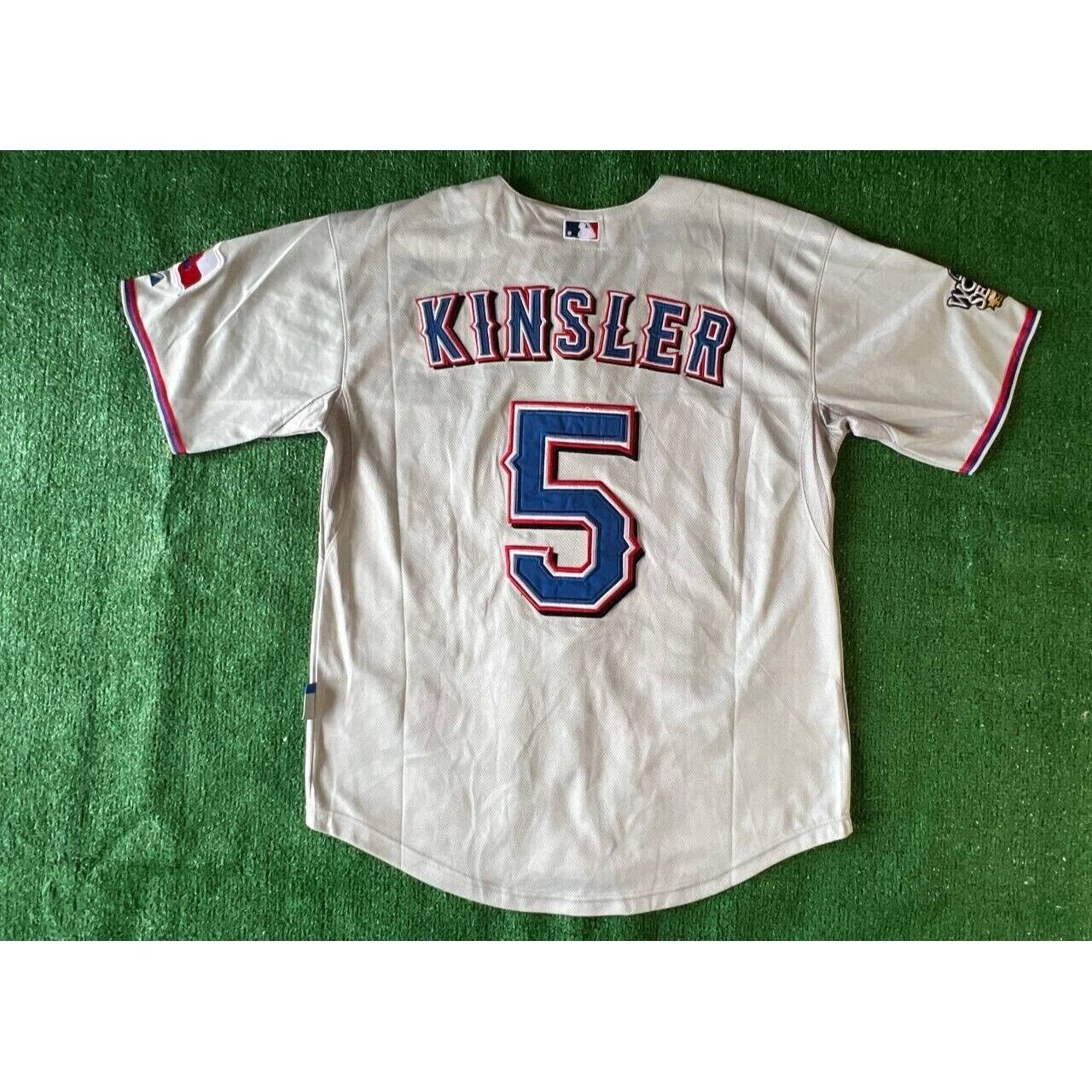 Ian Kinsler #5 Texas Rangers 2010 World Series Authentic Majestic Jersey Size 52