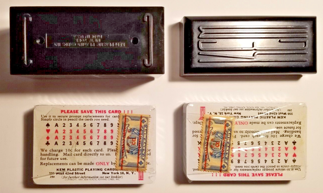 Kem Playing Cards 1947 Tax Stamps Bakelite Case Star Trek Vintage FACTORY SEALED