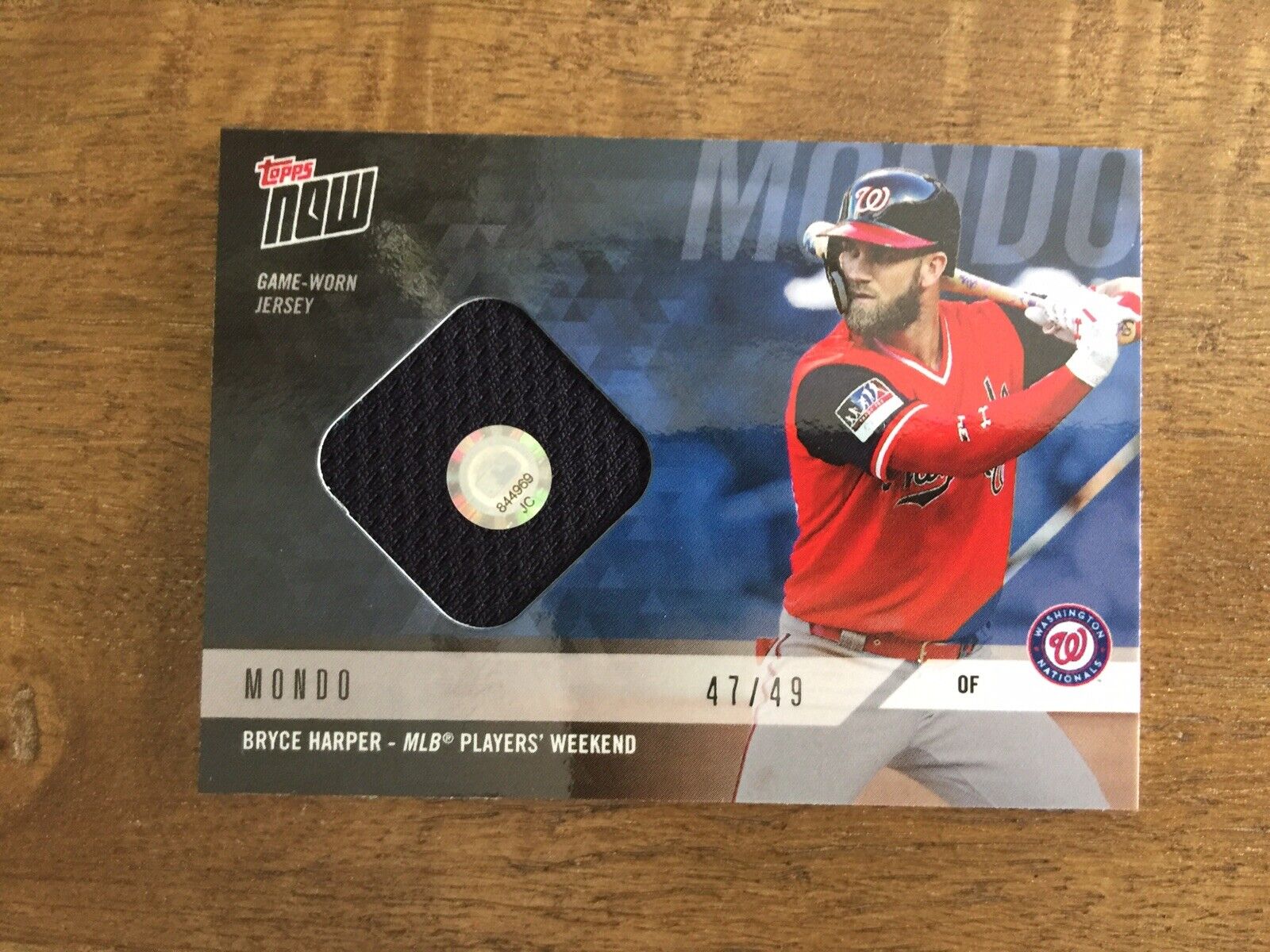 2018 Topps Now Bryce Harper Players Weekend 47/49 Jersey Relic Game Used