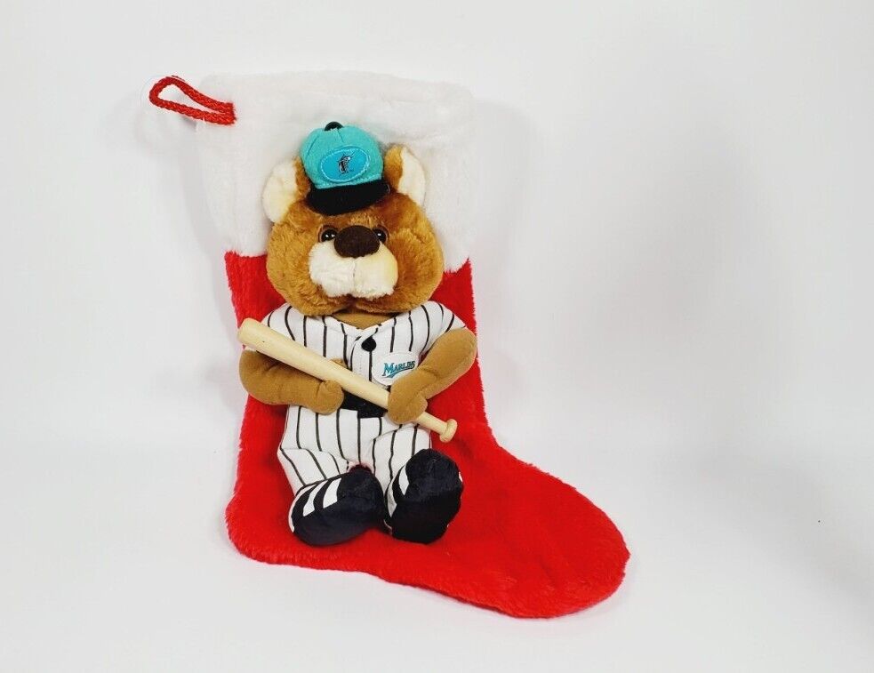 Vintage MLB-3611 1993 Florida Marlines Bear Plush Mascot Christmas Stocking 