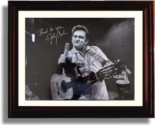 8x10 Framed Johnny Cash - the Finger - Autograph Promo Print