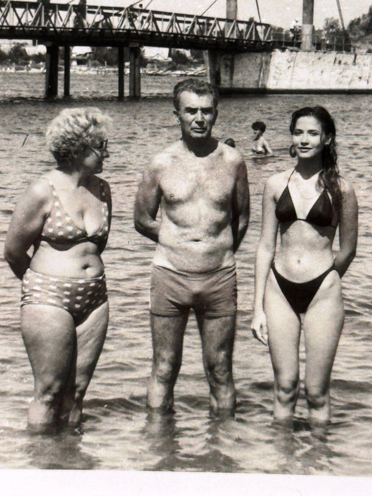 1992 Handsome Man Trunks Bulge Long Haired Beauty Beach Kherson Vintage Photo