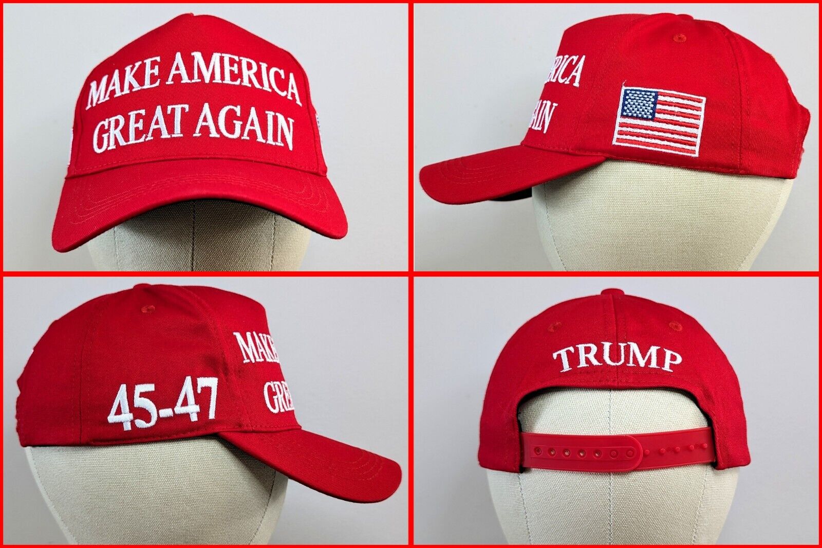 Red & White Official Trump 45-47 Make America Great Again 2024 MAGA Hat