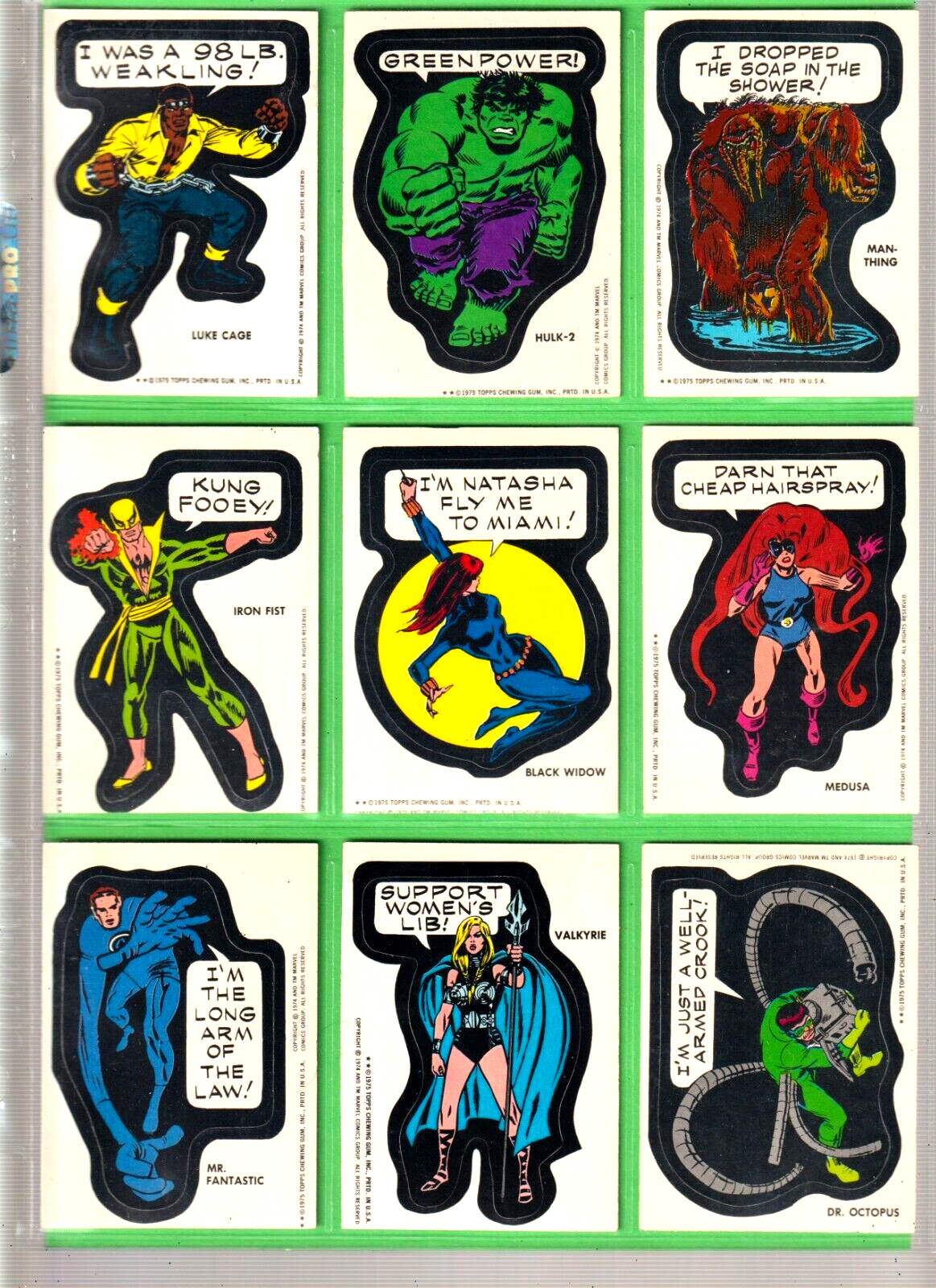 1974/75 Topps Marvel Comic Book Heroes Complete Set of Forty Stickers,Puzzle +++