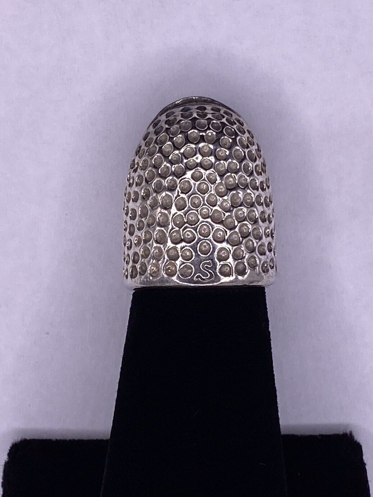 “Rare” Tom Edwards Half Fingertip Thimble Ring “Signed” Silver