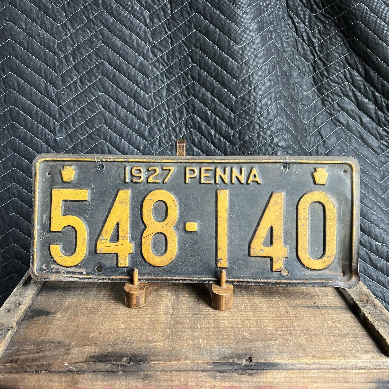 Antique 1927 Penna Pennsylvania License Plate Tag 548-140 Oil Gas Vintage Car