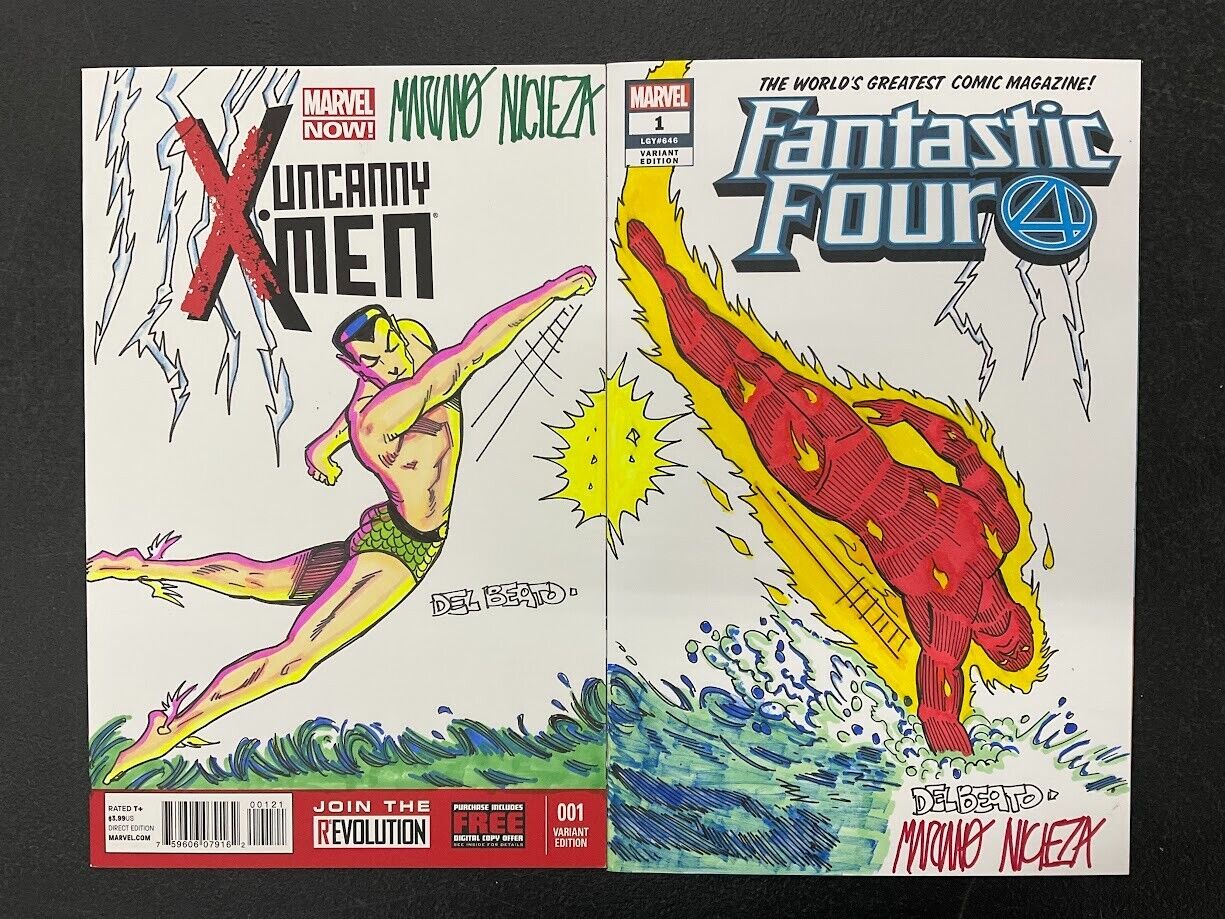 Uncanny XMen & Fantastic Four Issue #1 Del Beato Mariano Nicieza Sketch Auto 3