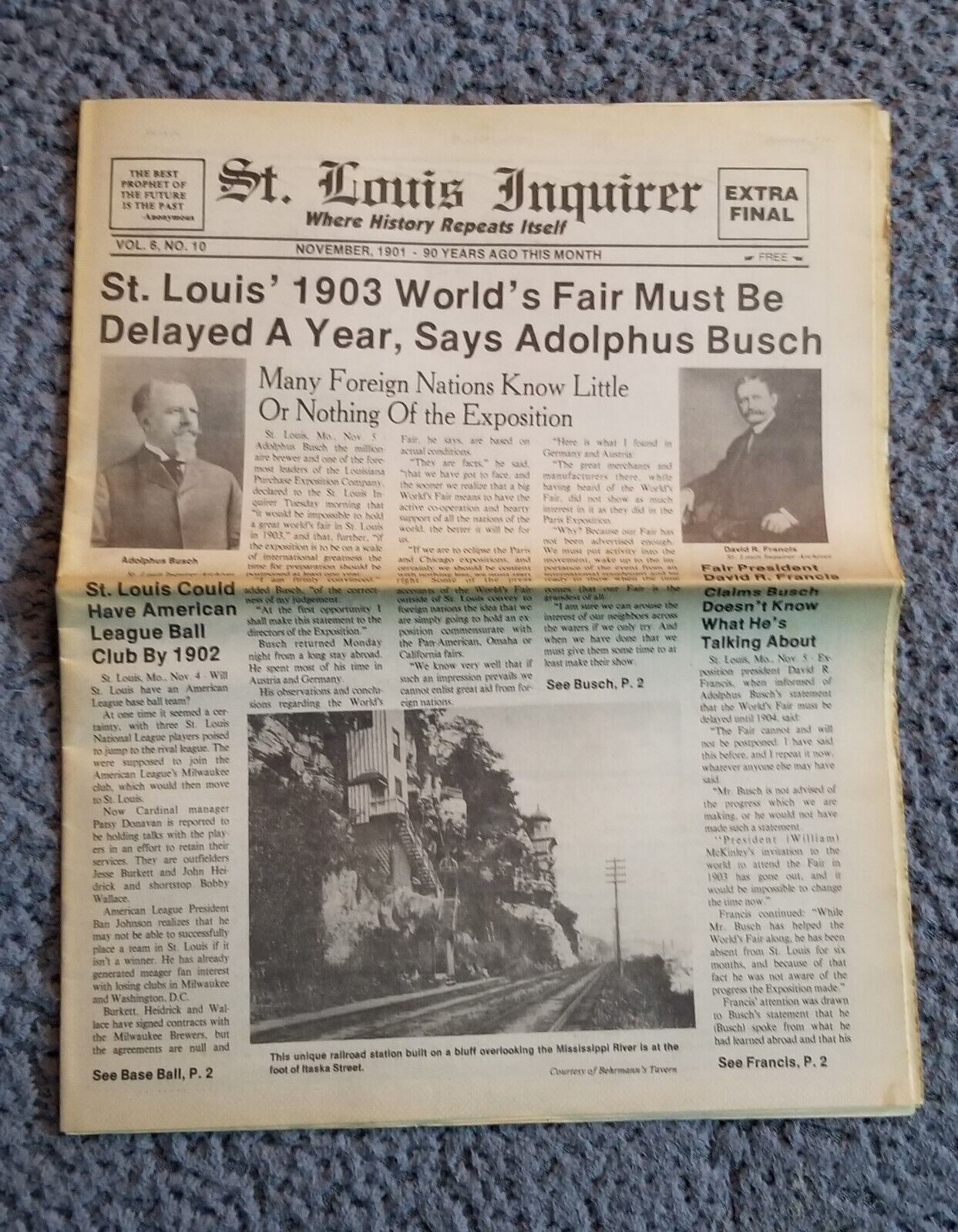 Vintage St Louis Inquirer Newspaper Adolphus Busch 1903 World\'s Fair Delayed  Mo