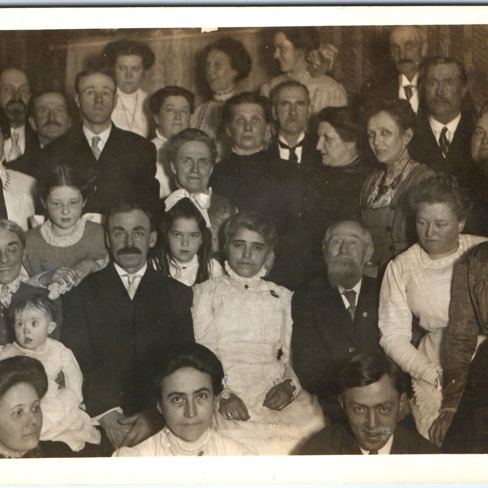 c1910s Edwardian Large Indoor Group People RPPC Chaos Baby Real Photo A161