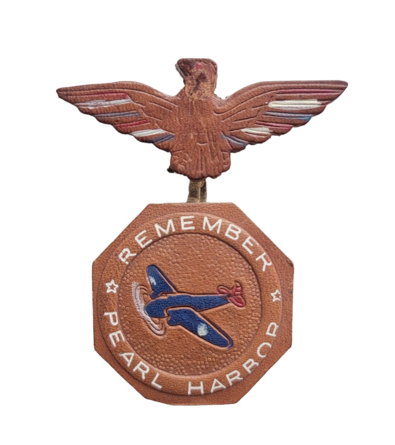 Original WWll Remember Pearl Harbor Leather Sweetheart Pin Air Force  Design 