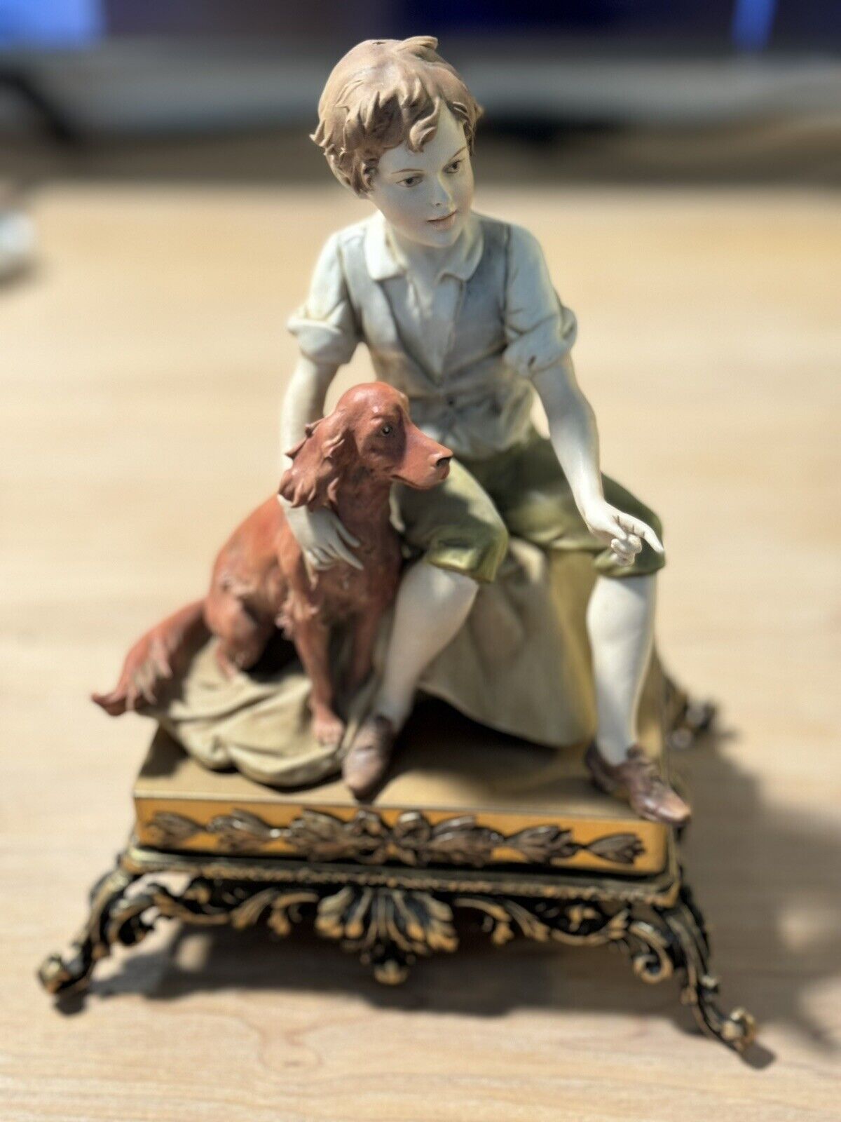 Luigi Giorgio Benacchio Figurine Triade Capodimonte Boy & Dog Red Setter