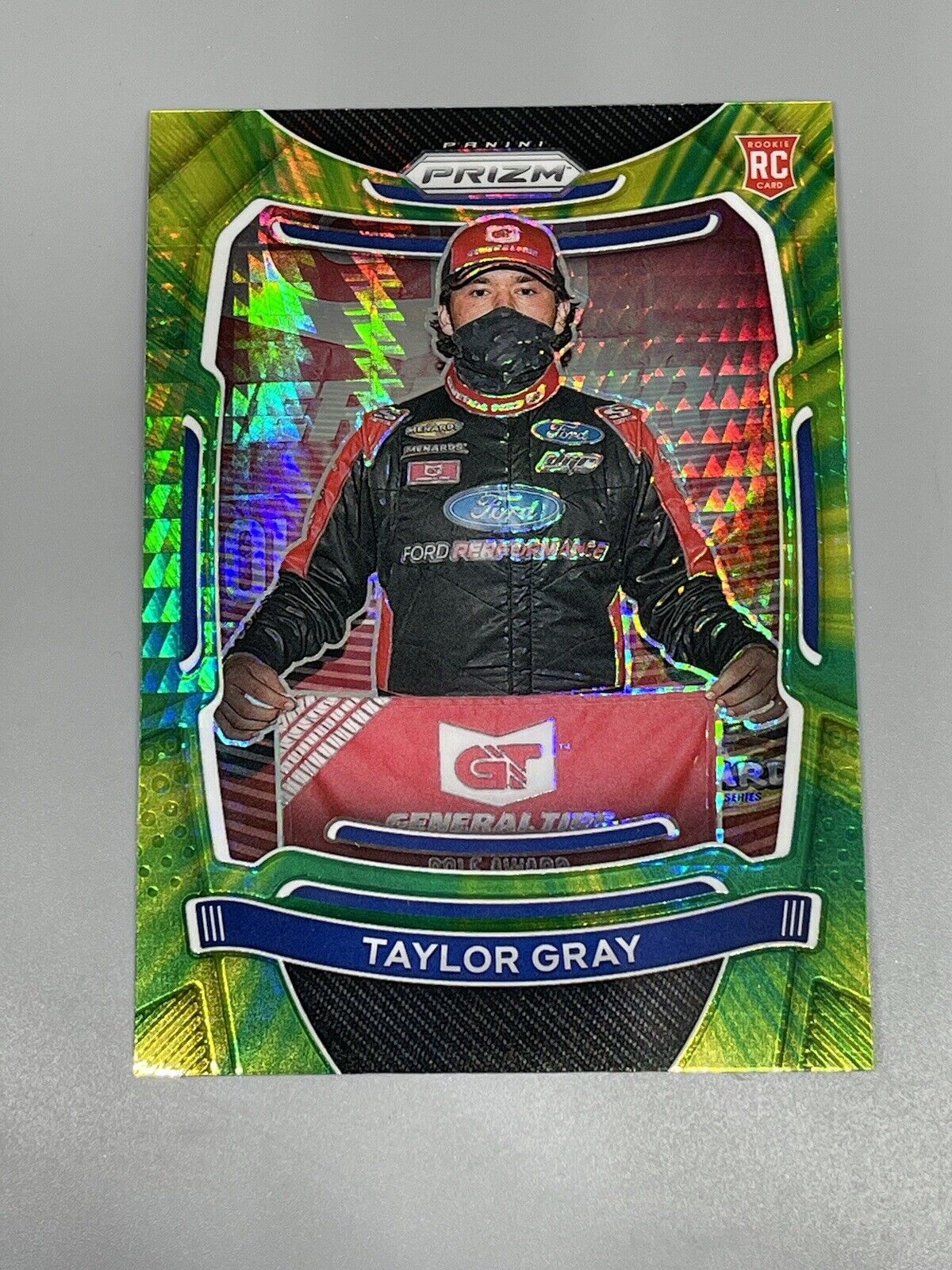 Taylor Gray 2021 Panini Prizm NASCAR Green & Yellow Hyper Rookie RC #24